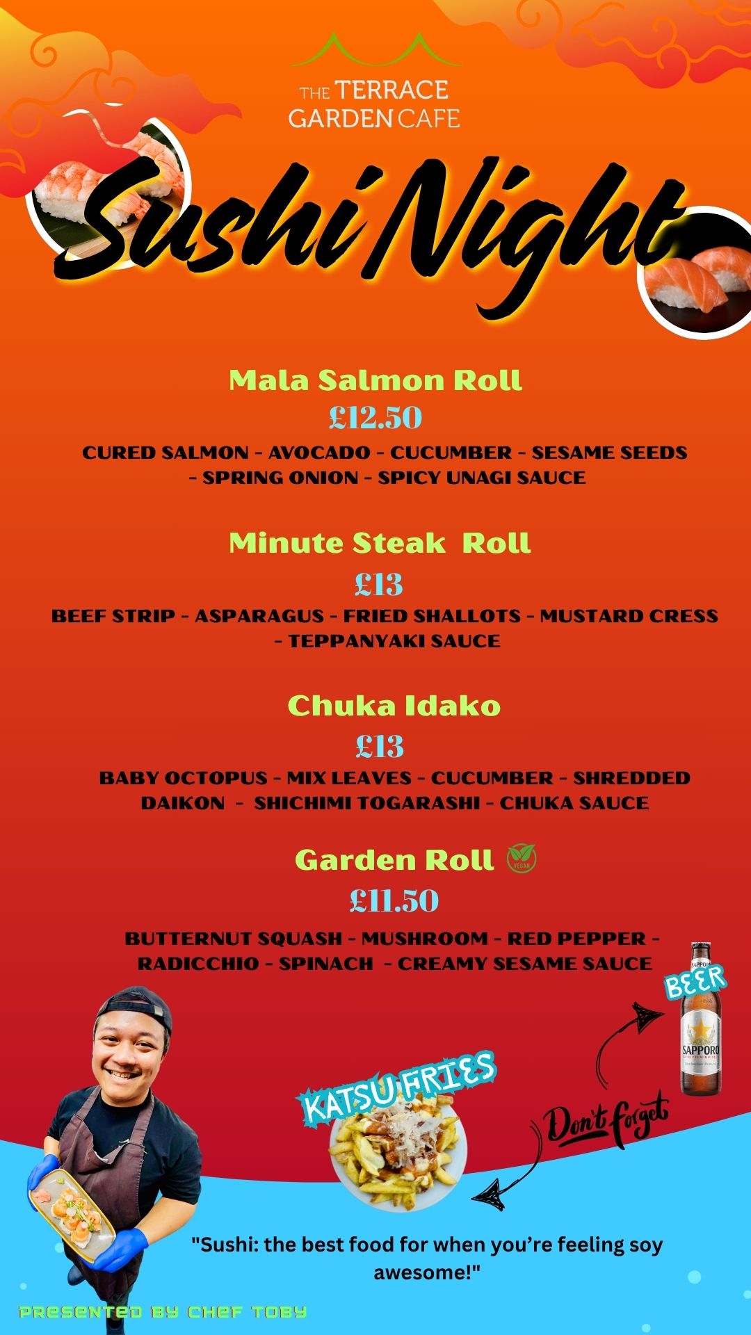 Sushi night from 17th July